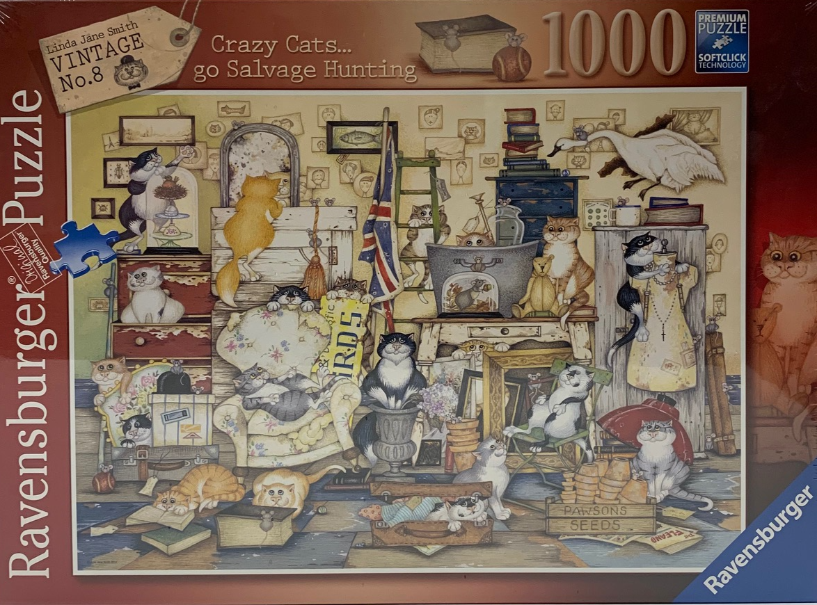 Ravensburger Crazy Cats Go Salvage Hunting 1000 Piece Jigsaw Puzzle 