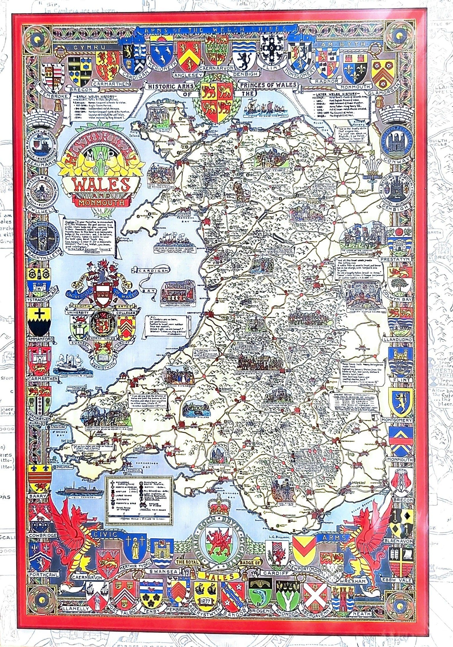 Pictorial History Map of Wales & Monmouth