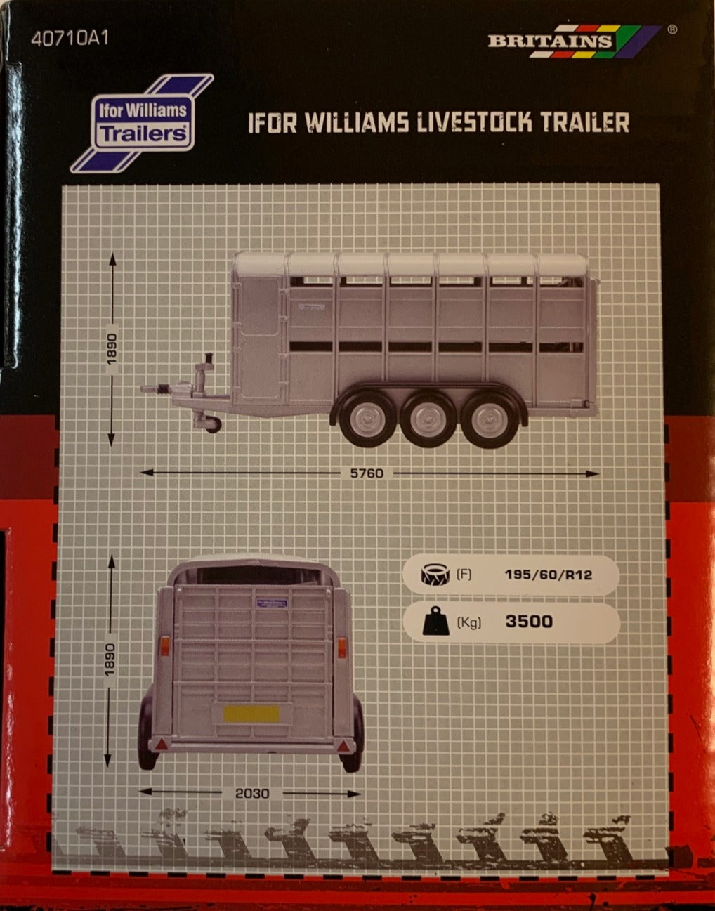 40710A1 BRITAINS IFOR WILLIAMS LIVESTOCK TRAILER