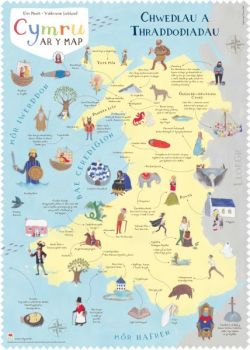 Poster Cymru ar y Map: Chwedlau a Traddodiadau (Wales on the Map Folklore and Traditions Poster)