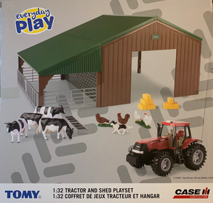 TOMY EVERYDAY PLAY CASE AGRICULTURE 1:32 TRACTOR AND SHED PLAYSET